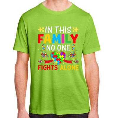 In This Family Nobody Fights Alone Autism Awareness Autistic Adult ChromaSoft Performance T-Shirt