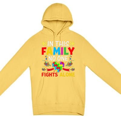 In This Family Nobody Fights Alone Autism Awareness Autistic Premium Pullover Hoodie