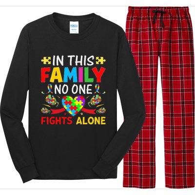 In This Family Nobody Fights Alone Autism Awareness Autistic Long Sleeve Pajama Set