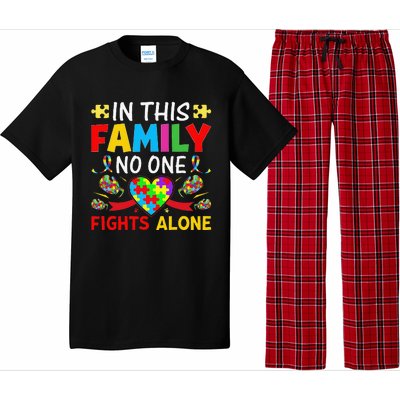 In This Family Nobody Fights Alone Autism Awareness Autistic Pajama Set