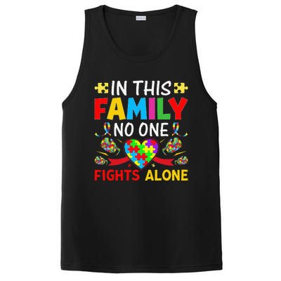 In This Family Nobody Fights Alone Autism Awareness Autistic PosiCharge Competitor Tank