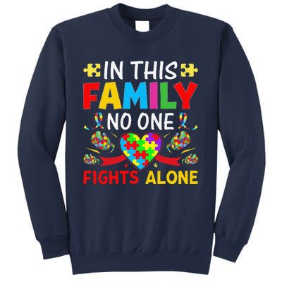 In This Family Nobody Fights Alone Autism Awareness Autistic Sweatshirt