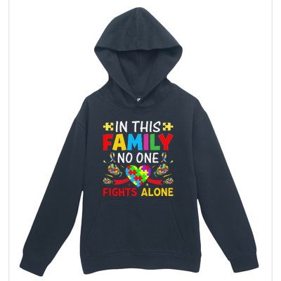 In This Family Nobody Fights Alone Autism Awareness Autistic Urban Pullover Hoodie