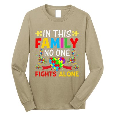 In This Family Nobody Fights Alone Autism Awareness Autistic Long Sleeve Shirt