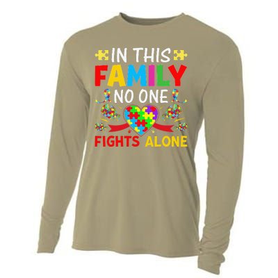 In This Family Nobody Fights Alone Autism Awareness Autistic Cooling Performance Long Sleeve Crew