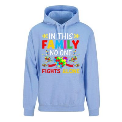 In This Family Nobody Fights Alone Autism Awareness Autistic Unisex Surf Hoodie