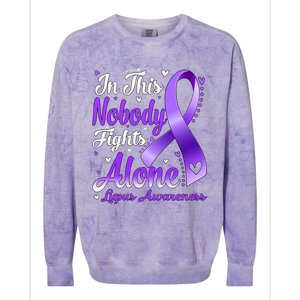 In This Family Nobody Fight Alone Lupus Awareness Great Gift Colorblast Crewneck Sweatshirt