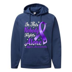 In This Family Nobody Fight Alone Lupus Awareness Great Gift Performance Fleece Hoodie