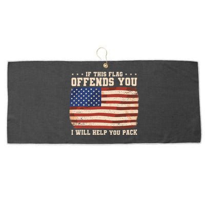 If This Flag Offends You I Will Help You Pack Large Microfiber Waffle Golf Towel