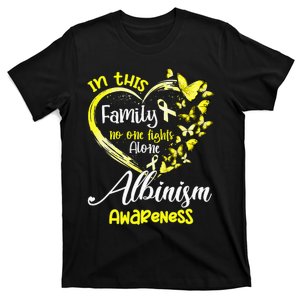 In This Family No One Fight Alone Albinism Awareness Heart T-Shirt