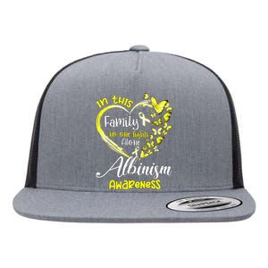 In This Family No One Fight Alone Albinism Awareness Heart Flat Bill Trucker Hat