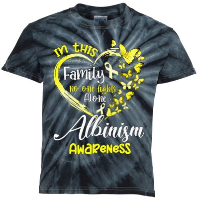 In This Family No One Fight Alone Albinism Awareness Heart Kids Tie-Dye T-Shirt