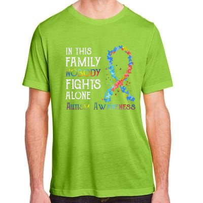 In This Family Nobody Fights Alone Autism Adult ChromaSoft Performance T-Shirt