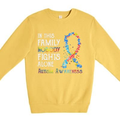 In This Family Nobody Fights Alone Autism Premium Crewneck Sweatshirt