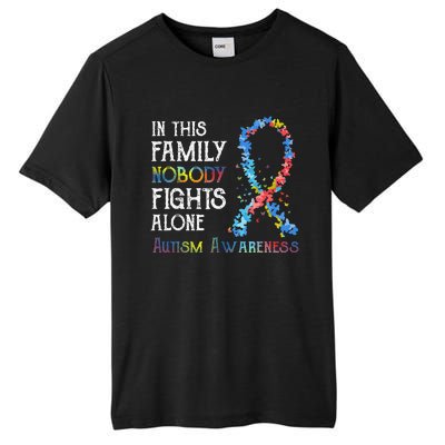 In This Family Nobody Fights Alone Autism Tall Fusion ChromaSoft Performance T-Shirt