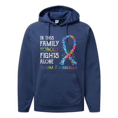 In This Family Nobody Fights Alone Autism Performance Fleece Hoodie