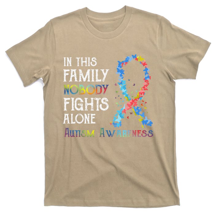 In This Family Nobody Fights Alone Autism T-Shirt