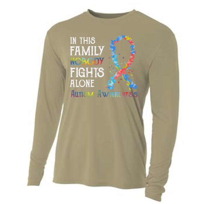 In This Family Nobody Fights Alone Autism Cooling Performance Long Sleeve Crew