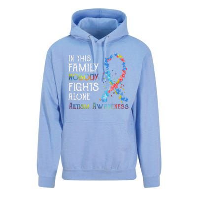 In This Family Nobody Fights Alone Autism Unisex Surf Hoodie