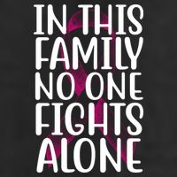 In This Family No One Fights Alone Breast Cancer Ribbon 7 Panel Mesh Trucker Snapback Hat