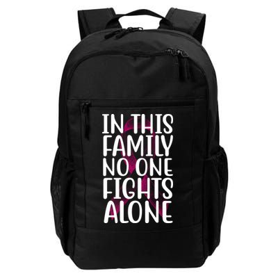 In This Family No One Fights Alone Breast Cancer Ribbon Backpack