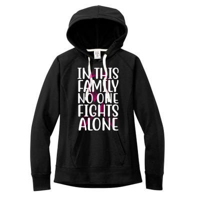 In This Family No One Fights Alone Breast Cancer Ribbon Women's Fleece Hoodie