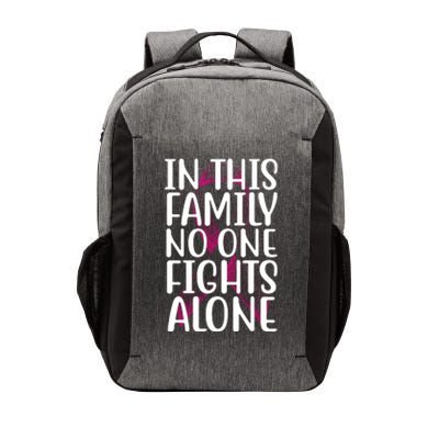 In This Family No One Fights Alone Breast Cancer Ribbon Vector Backpack