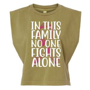 In This Family No One Fights Alone Breast Cancer Ribbon Garment-Dyed Women's Muscle Tee