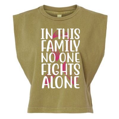 In This Family No One Fights Alone Breast Cancer Ribbon Garment-Dyed Women's Muscle Tee