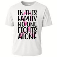 In This Family No One Fights Alone Breast Cancer Ribbon Cooling Performance Crew T-Shirt