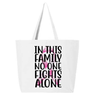 In This Family No One Fights Alone Breast Cancer Ribbon 25L Jumbo Tote