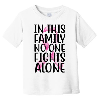 In This Family No One Fights Alone Breast Cancer Ribbon Toddler T-Shirt