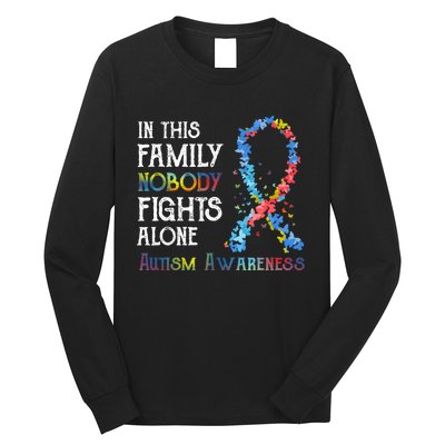 In This Family Nobody Fights Alone Autism Long Sleeve Shirt