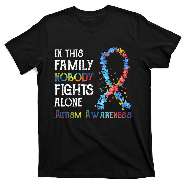 In This Family Nobody Fights Alone Autism T-Shirt