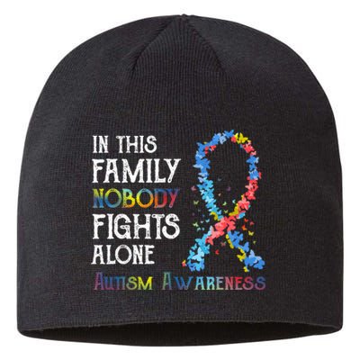 In This Family Nobody Fights Alone Autism Sustainable Beanie