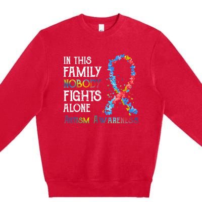 In This Family Nobody Fights Alone Autism Premium Crewneck Sweatshirt