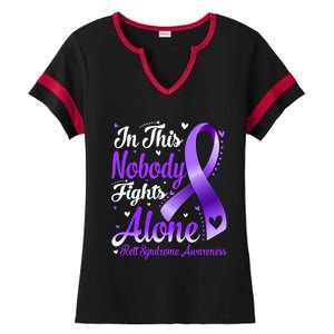 In This Family Nobody Fight Alone Rett Syndrome Awareness Cool Gift Ladies Halftime Notch Neck Tee