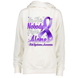 In This Family Nobody Fight Alone Rett Syndrome Awareness Cool Gift Womens Funnel Neck Pullover Hood