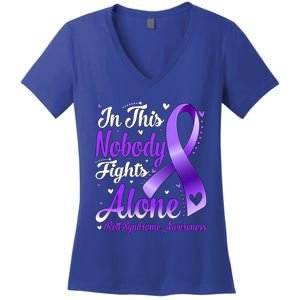 In This Family Nobody Fight Alone Rett Syndrome Awareness Cool Gift Women's V-Neck T-Shirt