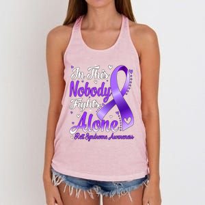 In This Family Nobody Fight Alone Rett Syndrome Awareness Cool Gift Women's Knotted Racerback Tank