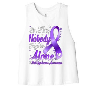 In This Family Nobody Fight Alone Rett Syndrome Awareness Cool Gift Women's Racerback Cropped Tank