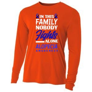 In This Family Nobody Fights Alone Alopecia Awareness Gift Cooling Performance Long Sleeve Crew