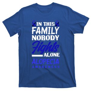 In This Family Nobody Fights Alone Alopecia Awareness Gift T-Shirt