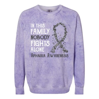 In This Family Nobody Fights Alone Aphasia Gift Colorblast Crewneck Sweatshirt