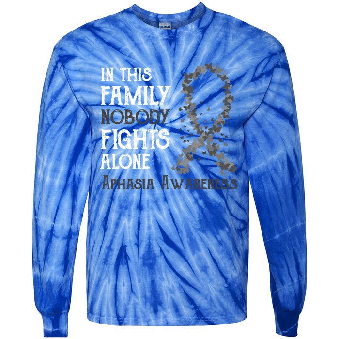 In This Family Nobody Fights Alone Aphasia Gift Tie-Dye Long Sleeve Shirt