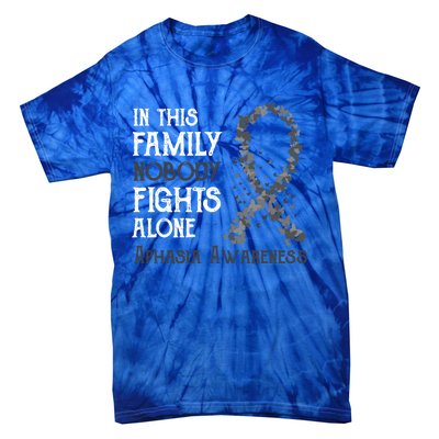 In This Family Nobody Fights Alone Aphasia Gift Tie-Dye T-Shirt