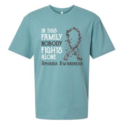 In This Family Nobody Fights Alone Aphasia Gift Sueded Cloud Jersey T-Shirt