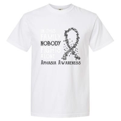 In This Family Nobody Fights Alone Aphasia Gift Garment-Dyed Heavyweight T-Shirt