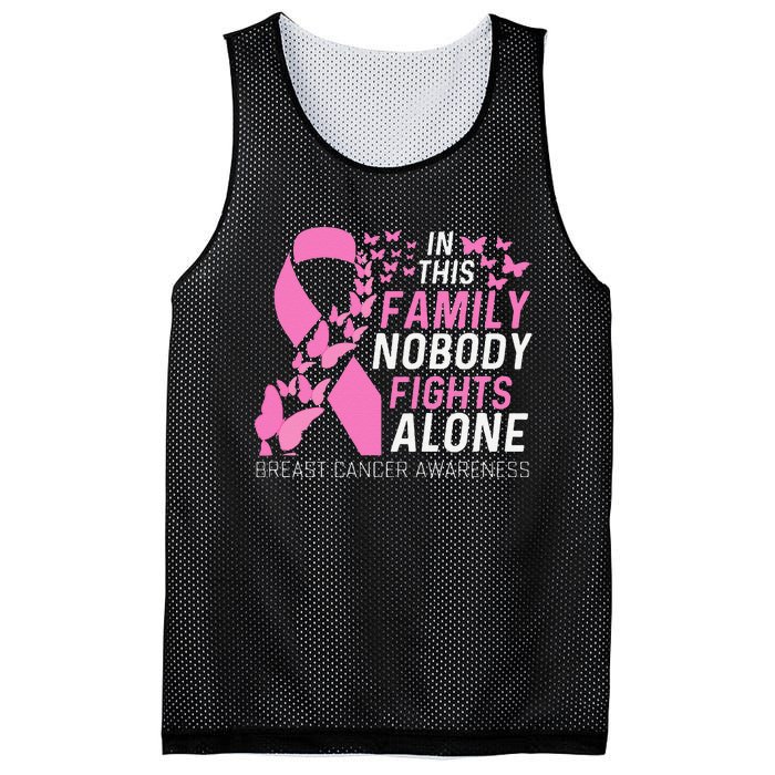 In This Family No Fighting Alone Breast Cancer Awareness Gift Mesh Reversible Basketball Jersey Tank