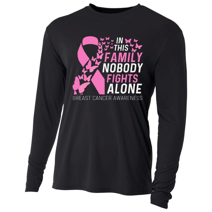 In This Family No Fighting Alone Breast Cancer Awareness Gift Cooling Performance Long Sleeve Crew